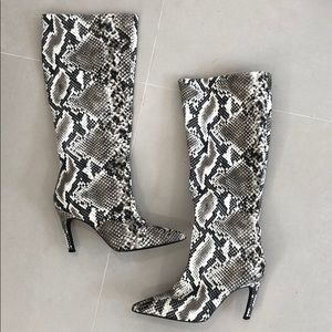 Snake Print Heeled Boots